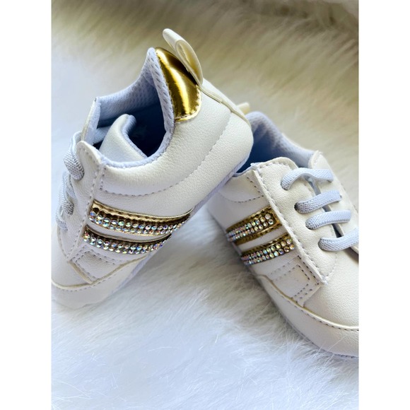 Baby Girl Sporty Striped Crystaled Sneakers 6-12  Months - Picture 4 of 6